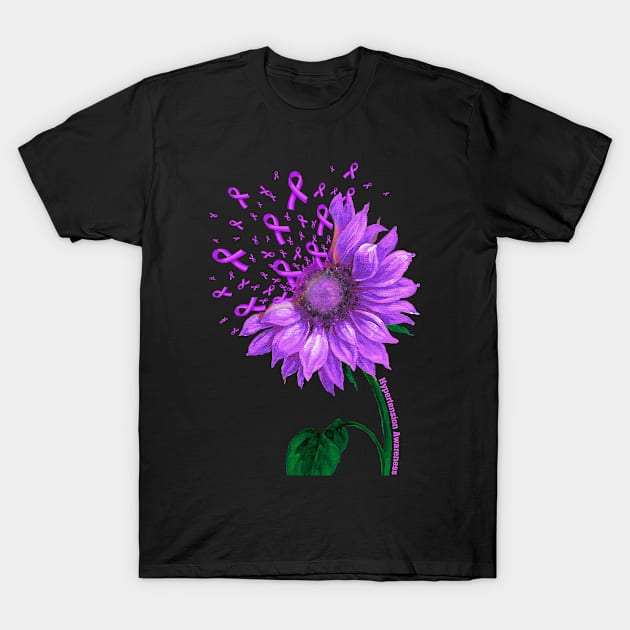 HYPERTENSION AWARENESS Sunflower Purple Ribbon Fighter Gift T-Shirt by StevenPeacock68